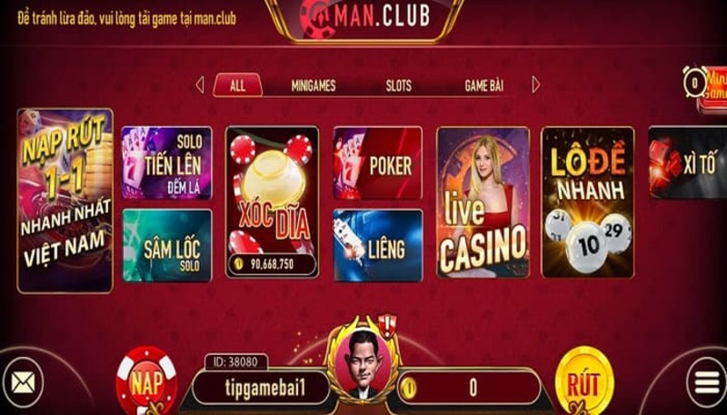 Các cổng game đa dạng tại game bài đổi thưởng Man Club