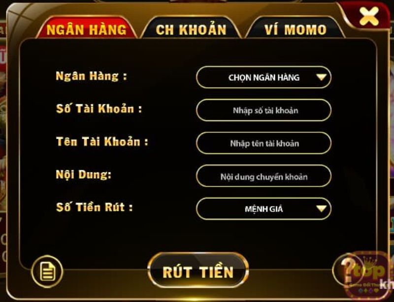 Rút tiền Binh88 qua ngân hàng 