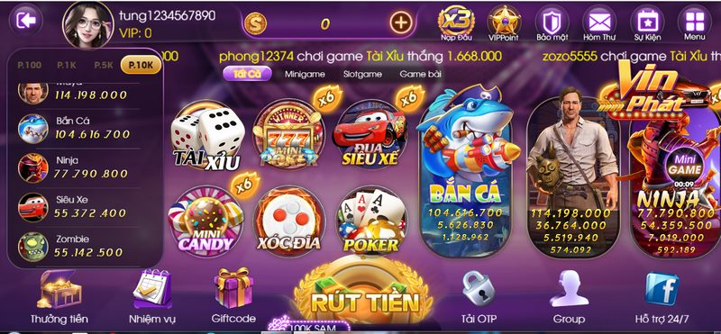 Đa dạng các tựa game hấp dẫn tại cổng game này.