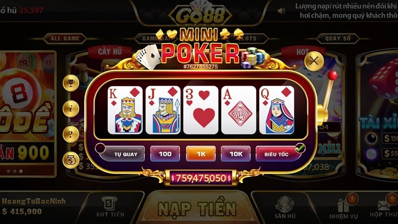 Mini poker-  game quay hũ tặng code tân thủ hot nhất 2022