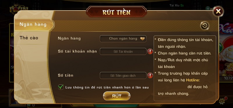 Rút tiền nhanh gọn, tiện lợi