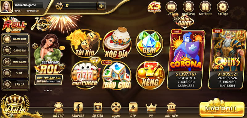 Kho game chất lượng của cổng game Roll Vip