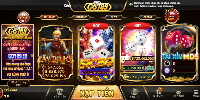 Các trò chơi tại cổng game Go789 Club