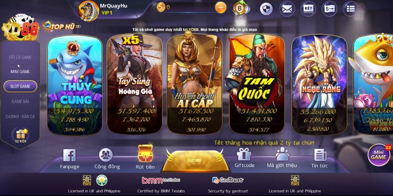 Những sản phẩm game đổi thưởng có tại Yo68 club