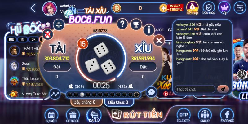 Hướng dẫn cách chơi tài xỉu tại cổng game Boc Fun